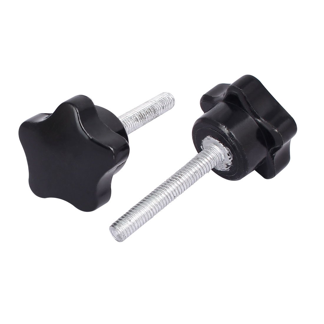 sourcingmap a16031600ux0524 M6 x 40mm Plastic Star Head Screw Bolts Clamping Knobs Grips Black 2pcs, Silver Tone