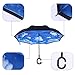 iTrunk Double Layer Reverse Folding Umbrella with C-Shaped Hands Free Handle, UV Protection Windproof Waterproof for Outdoor and Car Use, Blue