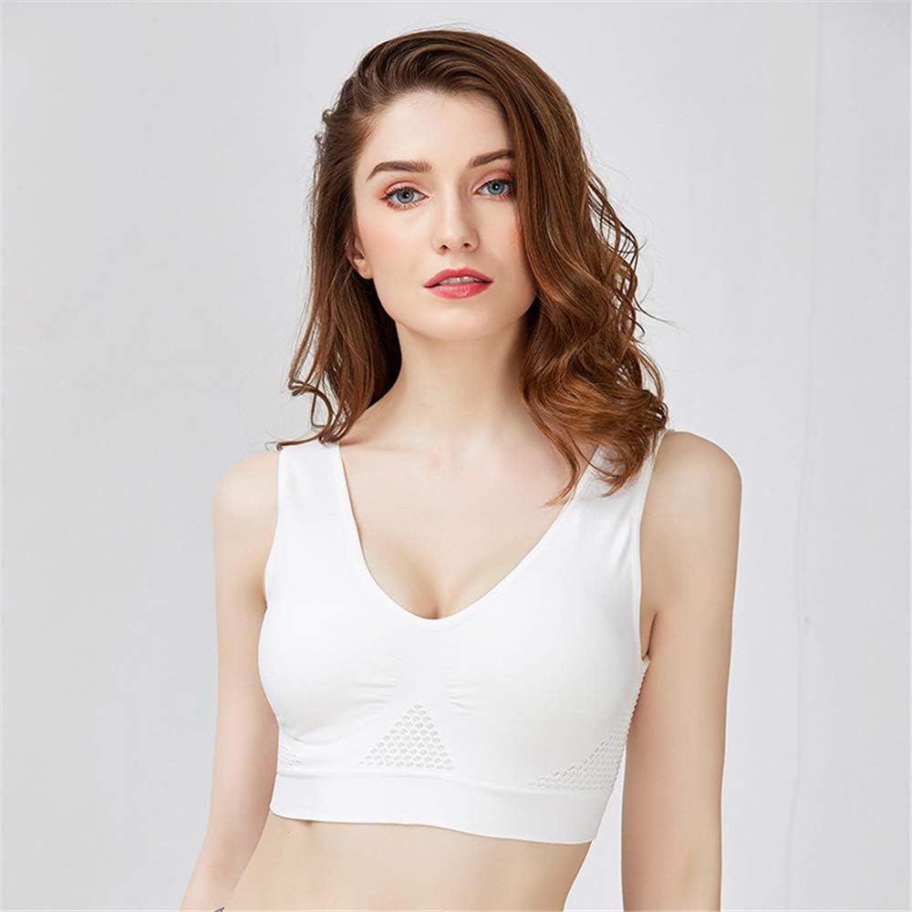 jiushixw Hollow mesh vent hole sports bra shockproof yoga running large size sports underwear 1 S