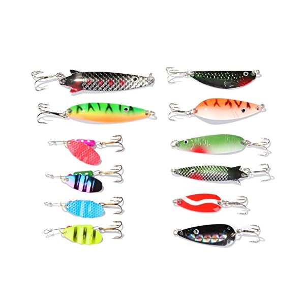 DrFish-Assortted-5-Lure-Boxes-Loaded-60-Bass-Fishing-Baits-Spinners-Rooster-Tail-Trout-Spoons-Soft-Plastic-Shads-Crankbaits-Minnow-Popper-Lures-Variety-Kit