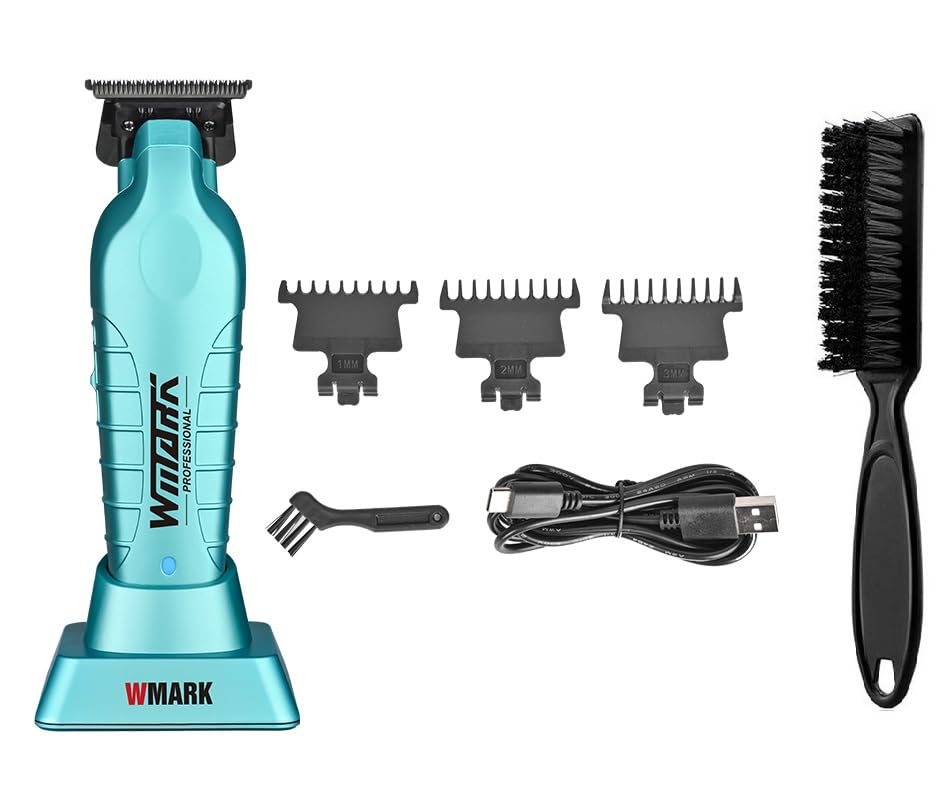 WMARK Professional Barbers Detail Trimmer with Charging Stand USB-C Rechargeable T-Blade Carving Precision Blade Facial Grooming Beard Sculptor T-Style Mens Hair Clippers 7000RPM Powerful Motor NG-317