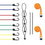 SIMALA Premium 16 Piece Bungee Cord, Ball Bungee Canopy Ties & Cambuckle Lashing Tie Down Straps Set In Jar