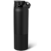 BrüMate Rise 25oz Water Bottle With 100% Leakproof Covered Silicone Straw | Insulated Stainless Steel Water Bottle | Cup-Holder Friendly | Fast Flow | Soft Sip Silicone Spout | BPA-Free (Matte Black)