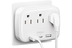 Citelect 3 Outlet Extender Multi Plug Wall Outlets, Surge Protector, Wall Plug Splitter with 3 AC Outlets & 3 USB Ports (2 USB-A + 1 USB-C), Plug Adapter for Home/Office/Hotel/Travel, White(1 Pack)