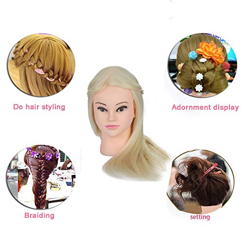 Besmall Doll 22" Hairdressing Mannequin Manikin Training Head with 80% Real Natural Human Hair Cosmetology Hairdressing Practice