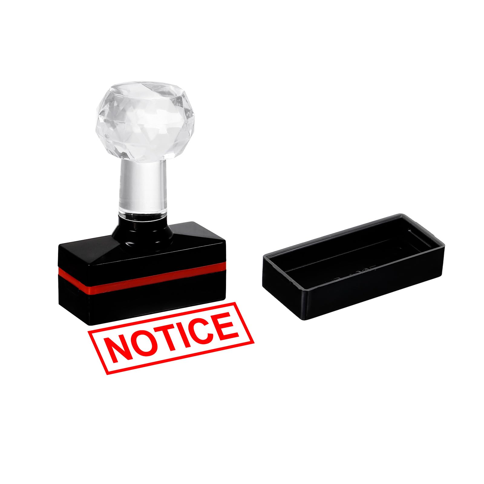 PATIKIL Notice Stamp Self Inking, Red Ink Office Stamps Pre Inked Message Stamp Refillable Business Stamp, Black