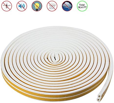 Foam Sealing Strip Door Window Insulation Kit,YIJU D Type EPDM Self Adhesive Doors and Windows Soundproof Insect Prevention Collision Avoidance Rub