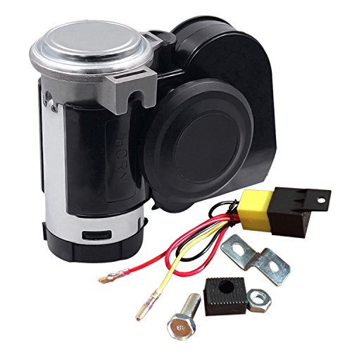 SoundOriginal 12Volt Loud Car Air Horn Big Truck Horn 125db with Automotive Relay Electric Horn for Truck Car Motorcycle (Black)