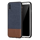 Bear Motion for iPhone X - Premium PC Case with PU Leather Dual Layer Cover Case for iPhone X (Sand Yellow)