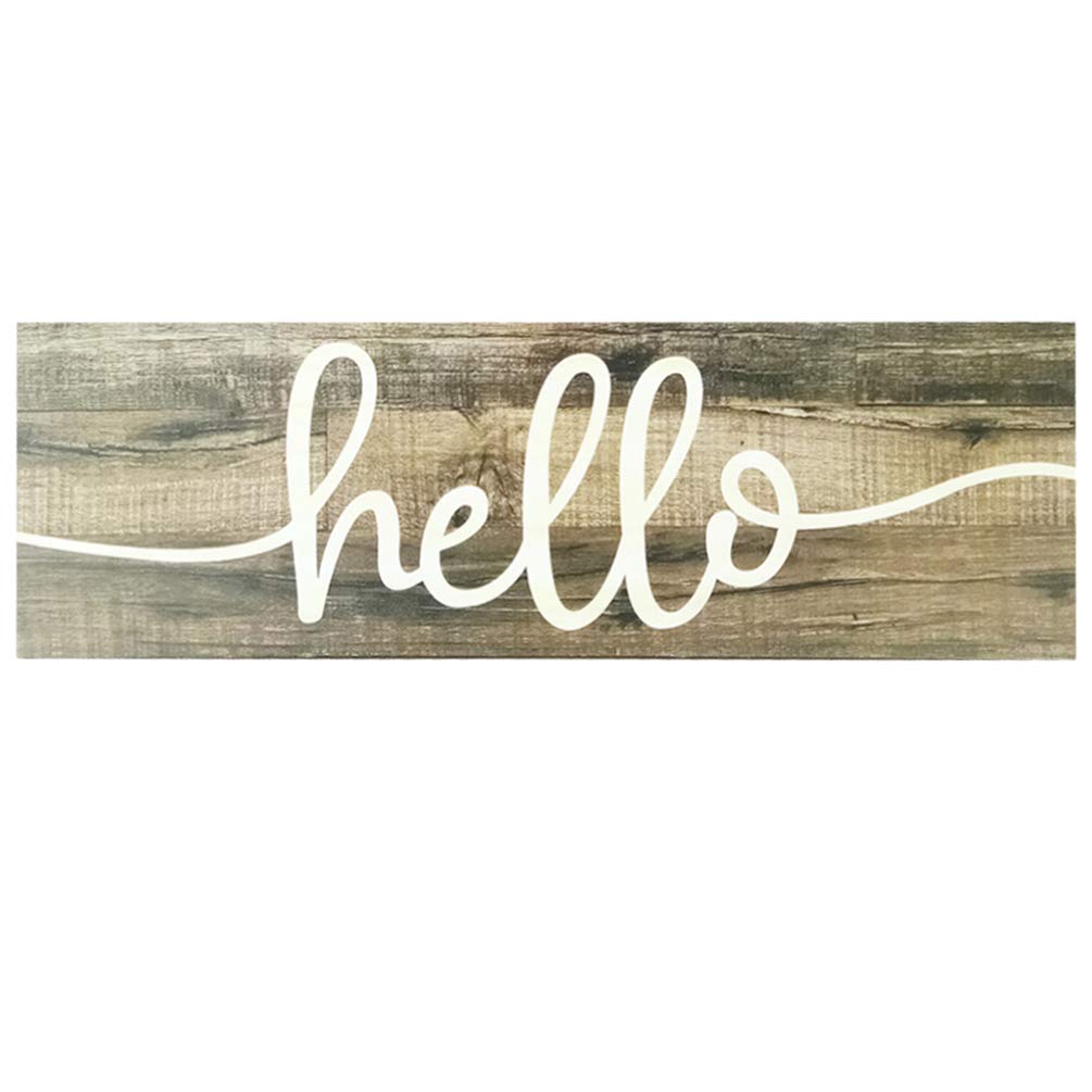 PRETYZOOM Hello Sign Wooden Plaque Signs Wall Hanging Plaques Door Sign Decor Wooden Wall Art for Pub Store Bar Coffee KTV