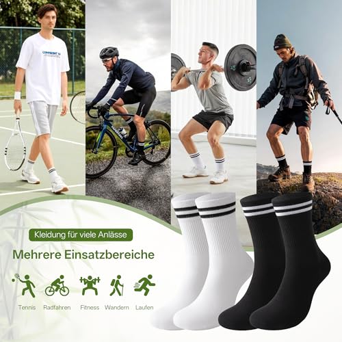 FALARY 6/12 Pairs of Bamboo Tennis Socks for Men and Women, Antiperspirant, Breathable, Sports Running Socks