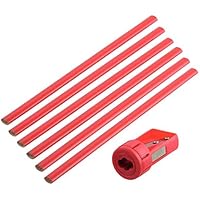 Suki Zimmermannsbleistifte 6er-Set + Spitzer - Rote Ovale Bleistifte HB