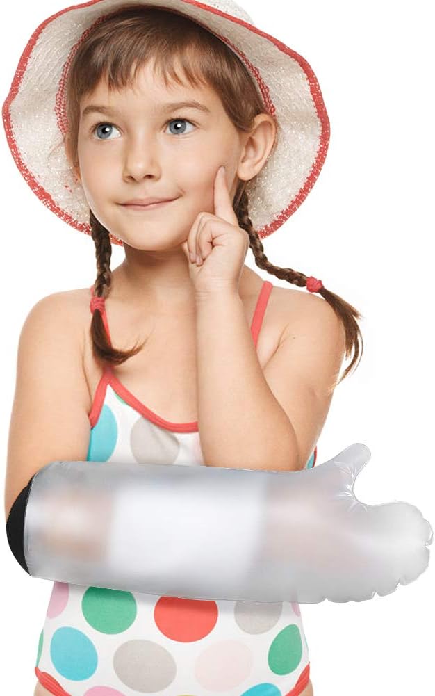 Cast Covers for Shower Arm Kids, Watertight Short Arm Cast Protector and Reusable Sealed Cast Waterproof Bag to Keep Wound and Bandages Dry, Fit The Finger Hand Wrist, No Mark on Skin-Short Arm Size