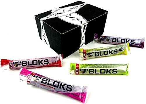 CLIF BLOKS Energy Chews 5-Flavor Variety: One 2.1 oz Package Each of Margarita + Cramp Buster, Citrus, Cran-Razz, Mountain Berry, and Strawberry in a BlackTie Box (5 Items Total)