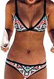 NuoReel Women Push Up Padded Ethnic Printed Strappy Raceback Bikini Swimsuit