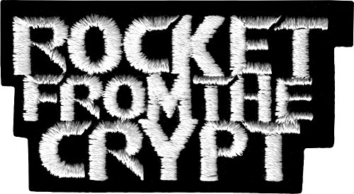 Rocket From The Crypt - White Logo on Black - Embroidered Iron On or Sew On Patch