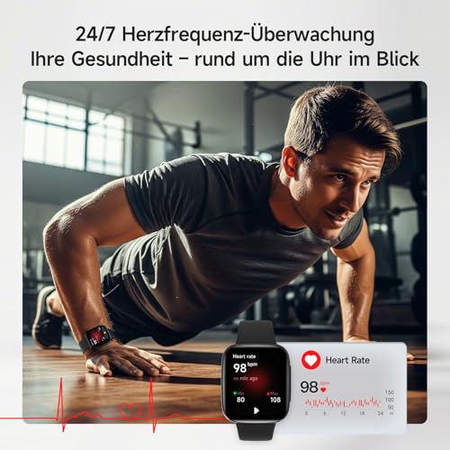Women's Smartwatch, AMOLED 1.85 Inch Smart Watch for iPhone/Samsung/Android (Phone Function), Fitness Tracker with Integrated Alexa, 110 Sports Modes, IP68 Waterproof, Heart Rate Monitor, Sleep
