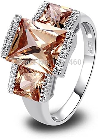 Dudee Jewelry New Fashion Jewelry Morganite Simple Stunning Silver Ring Size 10 Noble Touching Emerald Cut