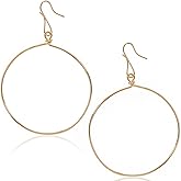 Dangle Hoop Earrings for Women - Minimalist Geometric Round Drop Hoops - Hypoallergenic, Safe for Sensitive Ears - Plated in 18K Gold or 925 Sterling Silver