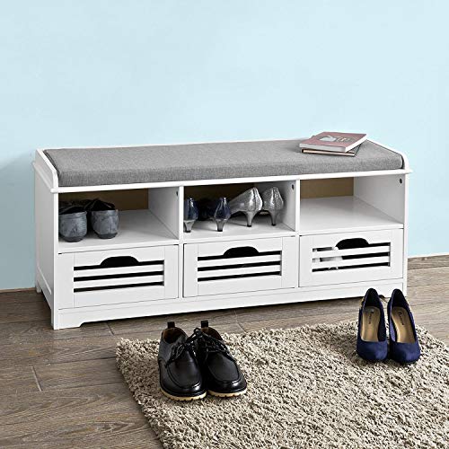 Sobuy Fsr36 W Shoe Storage Bench With 3 Drawers 3 Storage Cubes 1 Removable Seat Cushion Hallway Cabinet Shoe Rack White Buy Online In Bahamas At Desertcart
