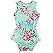 Jastore Baby Girls' Cotton Floral Pom Romper Summer Jumpsuit with Headband (Medium/6-12 Months, Blue)