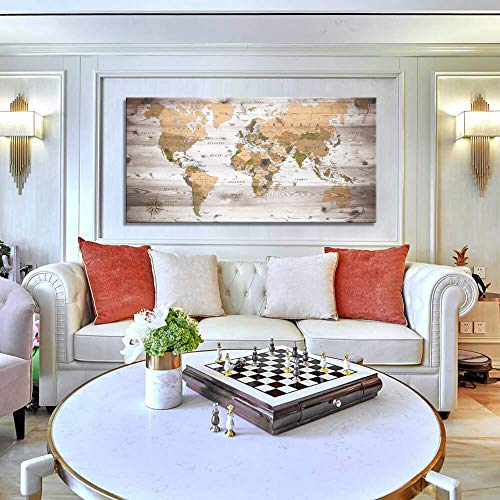Wall Art for Living Room World Map Poster Photo Canvas Print Nautical