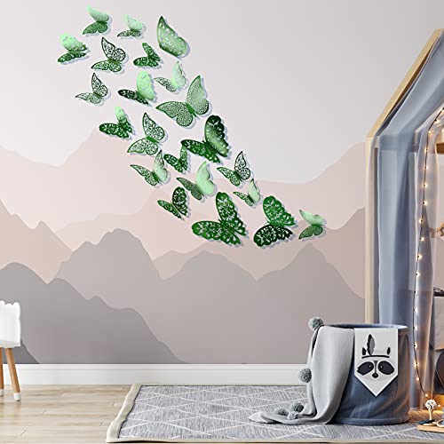 Download 72 Pieces 3d Butterfly Wall Decals Sticker Wall Decal Decor Art Decorative Sticker 3 Sizes For Room Home Nursery Classroom Offices Kids Girl Boy Bedroom Bathroom Living Room Decor Light Green Pricepulse