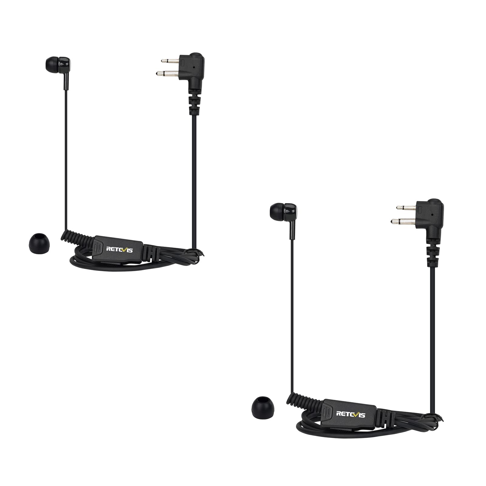 Retevis In Ear Two Way Radio Headset with Mic Compatible with Motorola CP040 CP140 GP300 GP2000 MAG ONE A8 HYT TC500 etc Two Way Radios Security Walkie Talkie Headphones 2 Pin(2 Pcs)