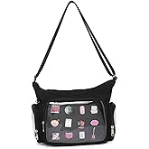 Canvas Ita Bag Crossbody Shoulder Bag Kawaii Purses and Handbags with Anime Pins Display