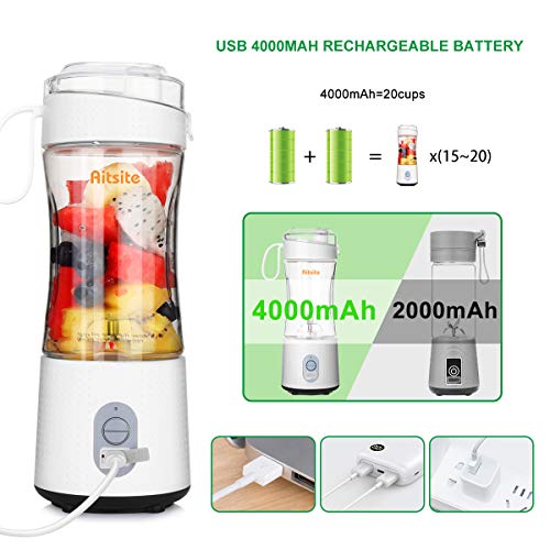 Aitsite Portable Blender, Personal Mixer Fruit Rechargeable USB with 2