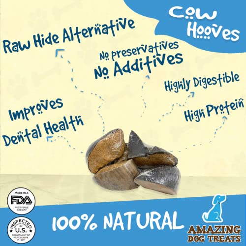 Acai Stuffed Cow Hooves (10 Count) Filled Cow Hooves Beef Hoof Dog Treat Long Lasting Cow