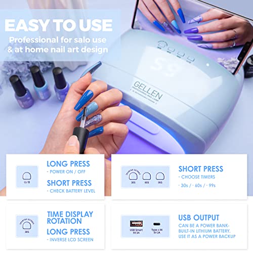 Gellen 120W Cordless UV/LED Nail Lamp With Electric Nail Drill