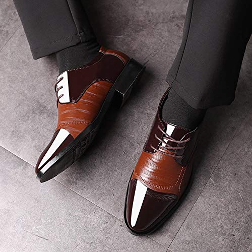 New!!!!! Respctful ♫♫Men's Fashion Dress Shoes Oxford Lace Up Walk Oxford for Men Formal Leather Mens Shoes Brown - Thumbnail 3