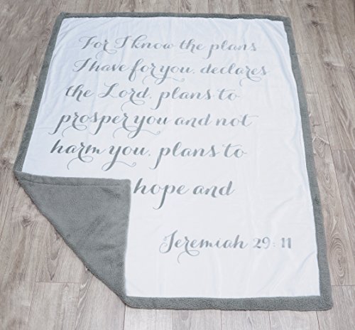 Luxuriously Soft Scripture Throw Blanket | Jeremiah 29:11 | 50x60 inches (Light Gray)