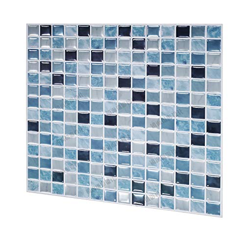 Tic Tac Tiles - 12" x 12" Premium Anti Mold Peel and Stick Wall Tile in Square Sea Breeze (10 Sheets) - Thumbnail 2