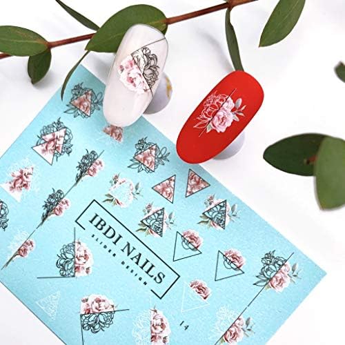 IBDI Geometric Flower Rose nail Decals/Sliders for manicure or pedicure, Decal for nails, Slider for manicures and pedicures, Nail art