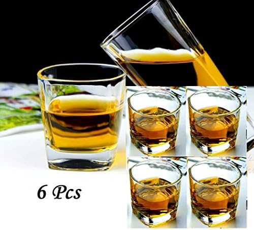 Sincere Trading Set of 6 Pcs Square glass coffee cup, milk cup, breakfast cup, tea cup ,drink cup (6 PCS Transparent glass)
