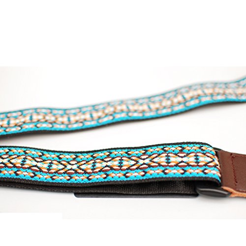 MUSIC FIRST Country style Soft Cotton & Genuine Leather Ukulele Strap Ukulele Shoulder Strap Version 2.0