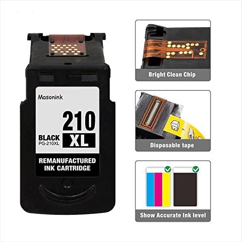 Masonink Set of Two Remanufactured Ink Cartridge Replacement For PG-210XL 210XL For PIXMA IP2702 IP2700 MP230 MP240 MP250 MP270 MP280 MP460 MP480 MP490 MP495 MP499 MX320 MX330 MX340 MX420