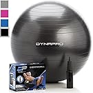 DYNAPRO Exercise Ball - 2,000 lbs Stability Ball - Professional Grade - Anti Burst Exercise Equipment for Home, Balance, Gym, Core Strength, Yoga, Fitness, Desk Chairs (Black, 55 Centimeters)
