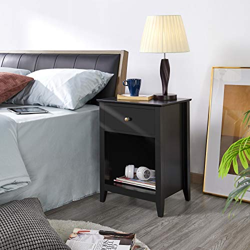 YAHEETECH 2 Tier Wood Nightstands Bedside Table for Bedroom Office