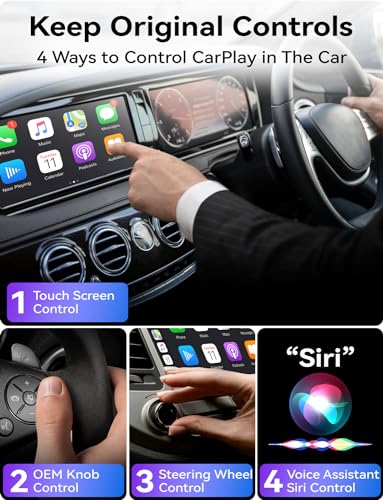 Carplay Wireless Adapter, Mavlou Latest Upgrade Carplay Dongle, Metal Frame, Glass Panel, Convert Wired to Wireless Car Play, Plug and Play OTA Upgrade, for iPhone iOS 10+ & Cars with Wired CarPlay