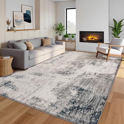Calore Rugs for Living Room Soft Modern Carpet Non-Slip Bedroom Rug Large Short Pile Area Rugs Home Decor (Grey-Multi, 160 x 200 cm)