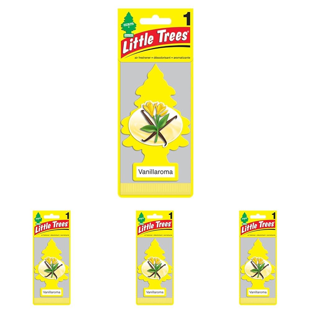 LITTLE TREES Car Air Freshener | Hanging Paper Tree for Home or Car | Vanillaroma | Single Tree per Package (Pack of 4)