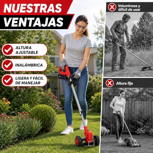 Podadora de Pasto, Desbrozadora Electrica 3en1, Cortadora de Pasto Portátil Plegable, Ángulo Ajustable de 90°, Tres Tipos de Cuchillas, para Cortar El Césped y Podar Las Flores