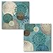Lovely Teal and Brown Abstract Circle Patterned Set by Daphne Brissonnet; Two 12x12in Poster Prints