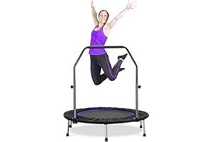 ZENOVA 40" Mini Trampoline Rebounder Trampoline for Adults Indoor Outdoor Fitness Trampoline Foldable with Adjustable Handle Bar 330 Weight Capacity