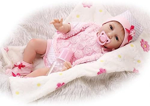 Fan Moon Baby Doll Soft Silicone Pink Heart Bib Girl 22-Inch