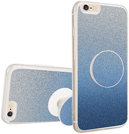 iPhone 6S/6 Plus Case, 5.5 Inch Shockproof Glitter Luxury Bling Sparkle Protective Case with Pop Out Phone Stand Creative Design for Girls Children Gifts - Blue