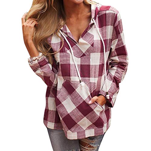 Beautyvan Winter Sweater For Women Plaid Hoodie Blouse Top